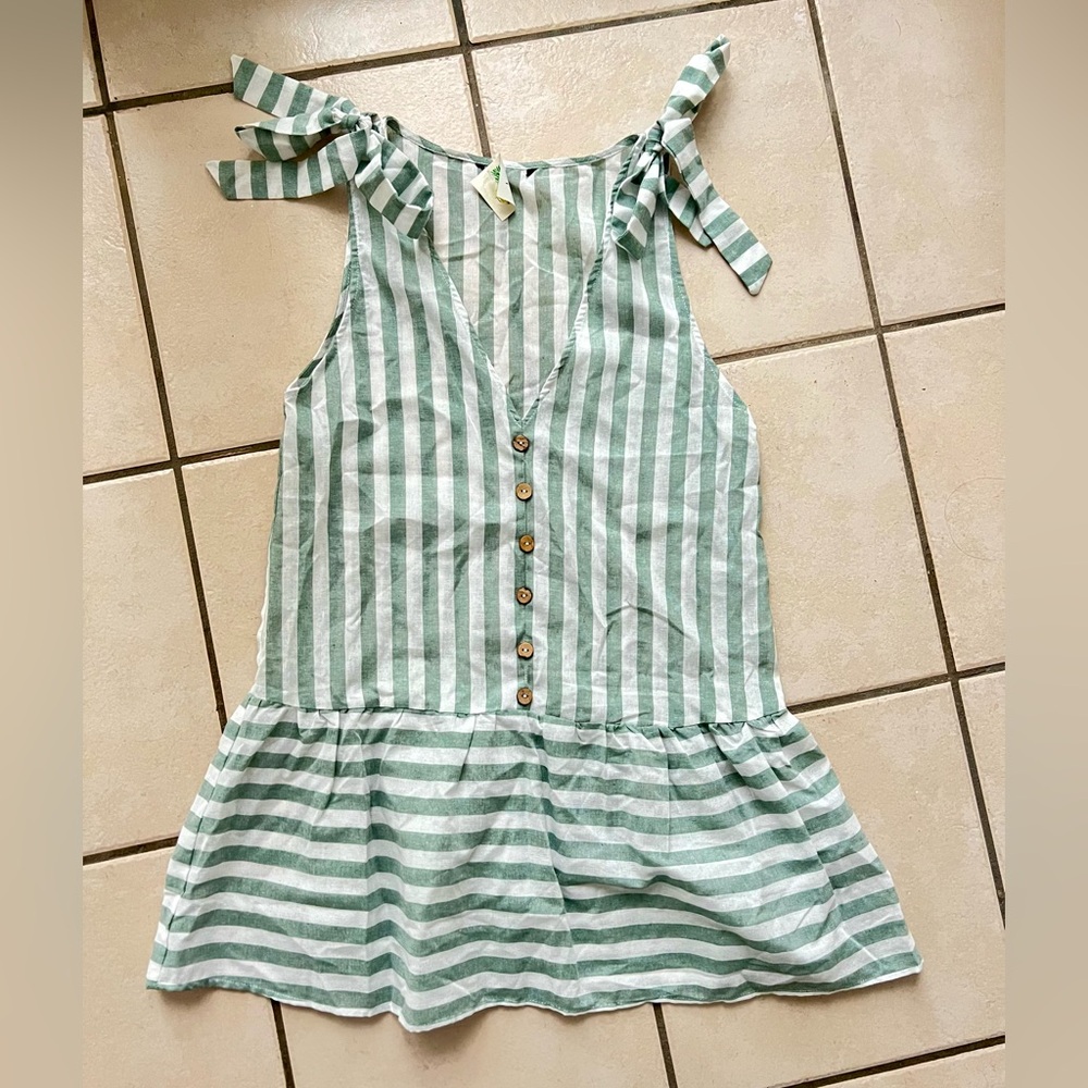 Green Stripes Flowy Dress